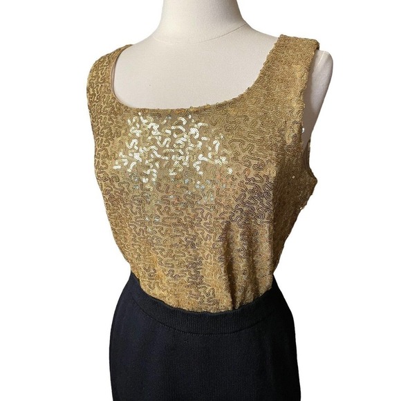 Anne Klein NEW Gold Sequin Tank Top Stretchy XL Formal Party - Picture 2 of 12